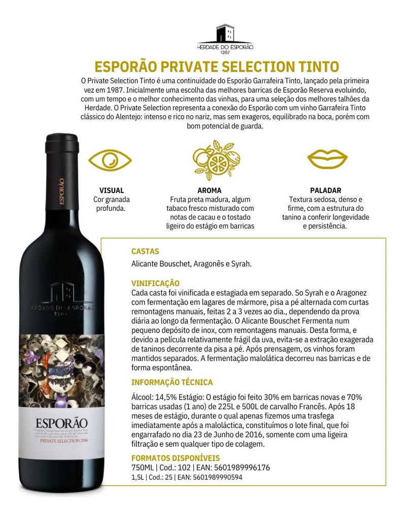 Vinho Tinto Esporão Private Selection Estojo Madeira 750ml