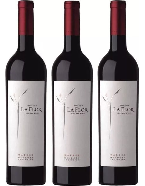 Kit 3 Vinhos Argentino La Flor De Pulenta Malbec  - 750ml